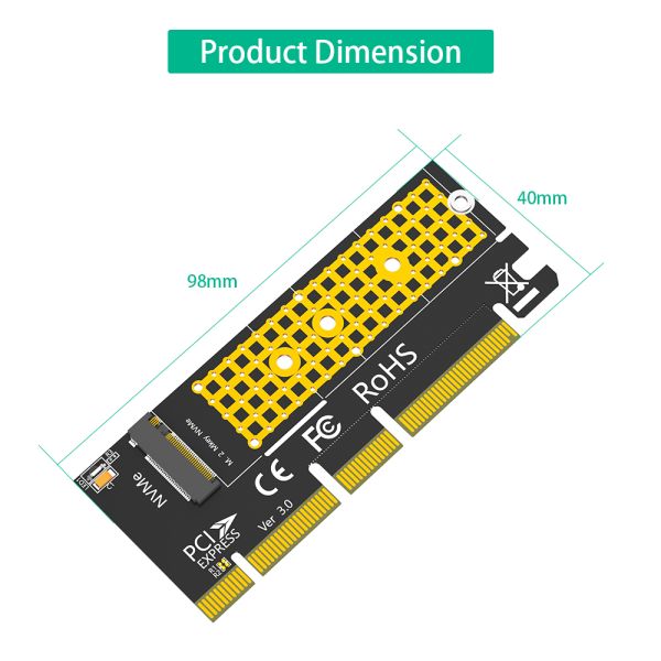 High-Speed Data Transmission PCI-E Adapter with PCI-E X16 Interface and 12 Months Warranty for M.2 NVME SSD