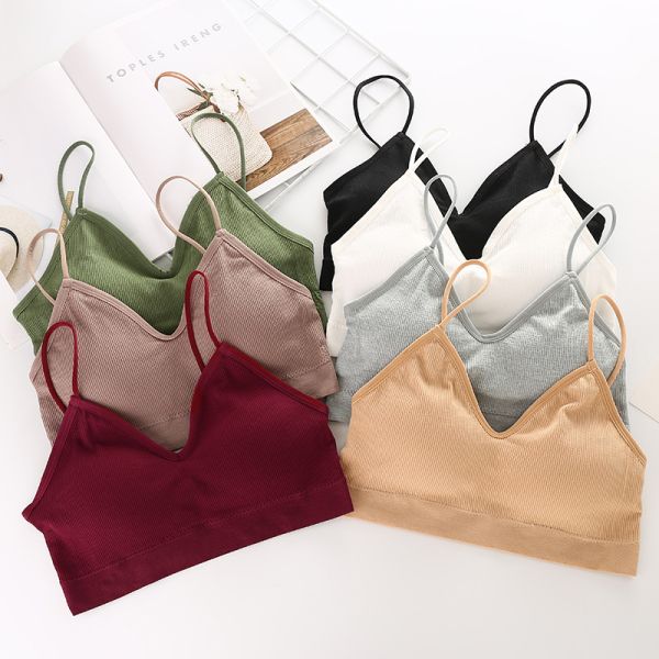 Strap Wrapped Ladies Wear Sexy Beautiful Back Small Chest Short Vest to Prevent Exposure With Chest Pad Tube Top Sports Bra