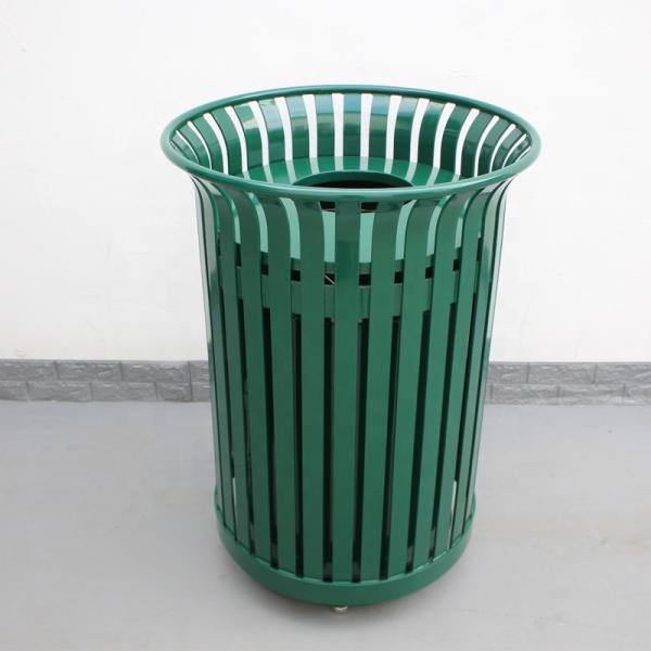Powder Coating Metallic Outdoor Trash Cans With Lid 978Mm Height