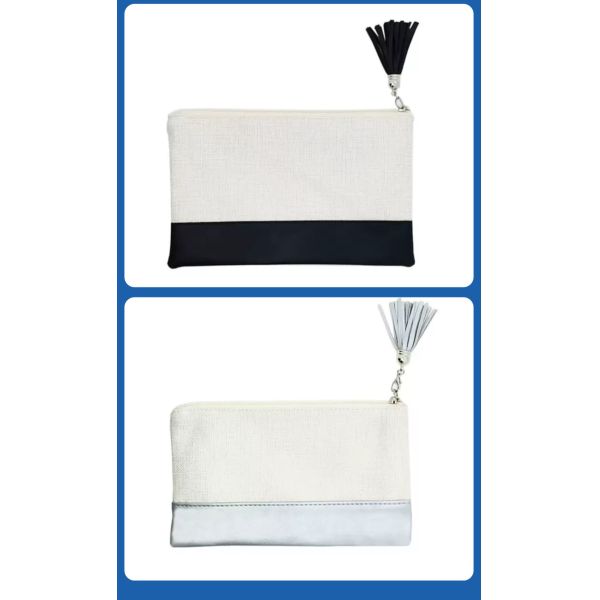 Custom Linen Sublimation PU Leather Cosmetic Bag for Women Personalized Logo Daily Travel Novelty Gift