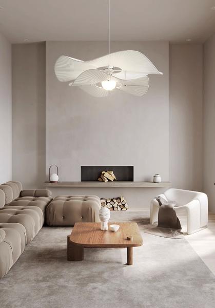 Nordic Cream Style Fabric Led Pendant Lights For Living Room Bedroom Bar Flower Pendant Lamp(WH-AP-590)