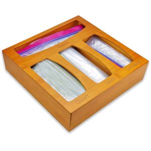 Организатор хранения сумки Ziploc утварей кухни ящика бамбуковый для еды