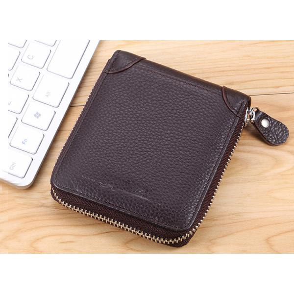 Shielding RFID anti-theft brush function chip card bag driving license leather zipper male short wallet
