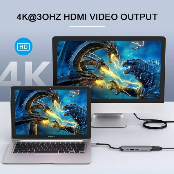Переходник 5Gbps эпицентра деятельности HDMI USB c с читателем карты MicroSD TF