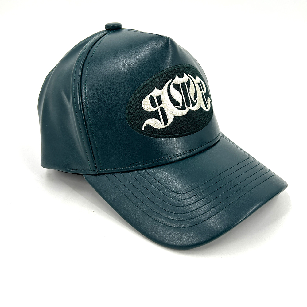 5 Panel PU Leather Custom Hats Baseball Cap Patch Logo Stitching Personalized
