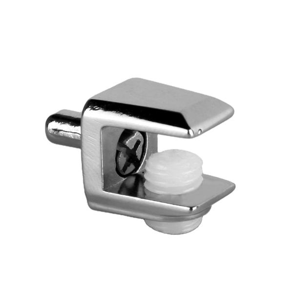 Square Zinc Alloy Nickel Plated Glass Shelf Support Clip for Book Shelving Cabinet