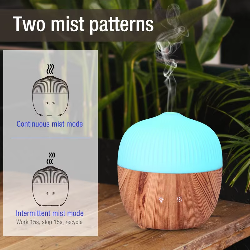 USB Wood Grain Aroma Essential Oil Diffuser Seven Color Change Air Humidifier