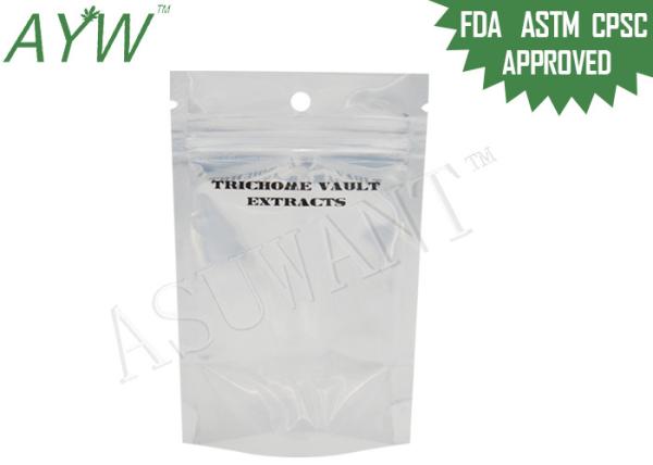 Plastic Mylar Stand Up Zipper Bags One Clear One Printed For Premium Extracts Weed