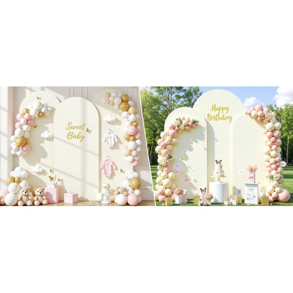 3 Piece Ivory Arch Covers ,Spandex Arch Backdrop Cover for Wedding、 Baby Shower 、Birthday Party 