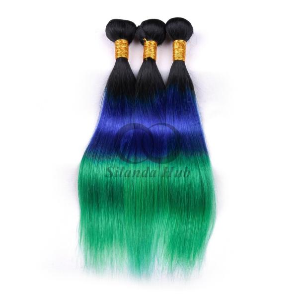 #T1B/Blue/Green Straight Remy Human Hair Bundles Sew In Weave Bundles Brazilian Bundle Deals