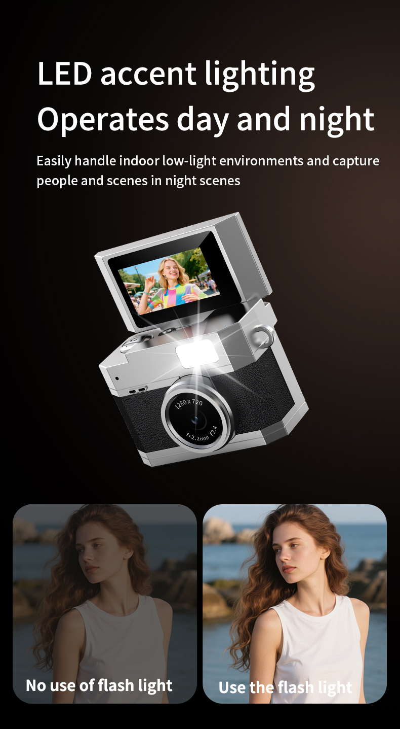 DLC 1080P HD Neck-Wearable Mini Camera - Flip Rotatable Lens, Flash & Filters & Selfie, Portable Fashion Accessory Camera