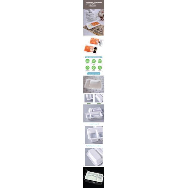 1000ml 3 Compartments White Biodegradable PP Disposable Food Container Plastic Takeaway Lunch Box for Catering