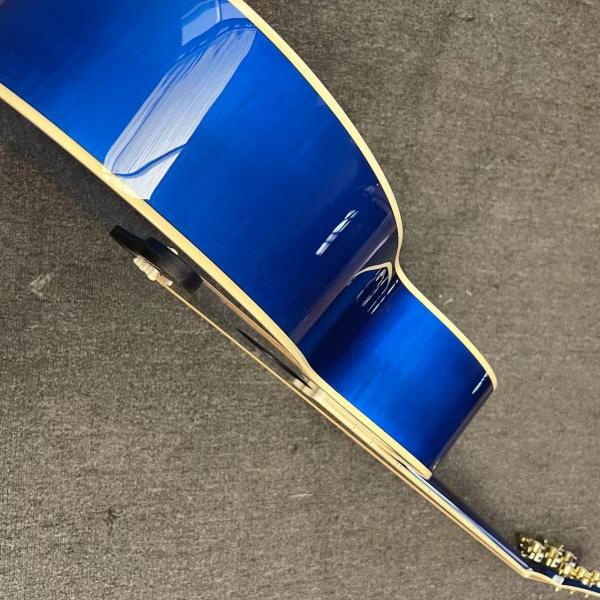 Custom Flamed Maple Back Side 43 Inch Jumbo Acoustic Guitar with Abalone Inlay in Blue Sunburst