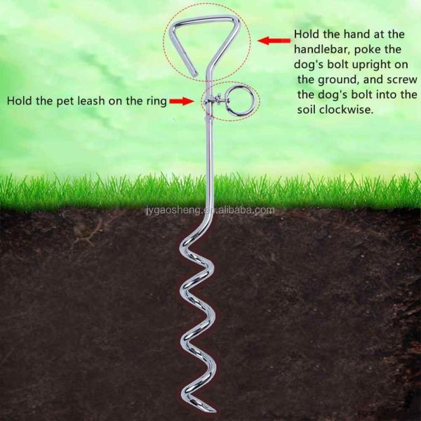 Pet Leash Dog Tie Out Cable And Stake Up To 90lbs PVC Coated