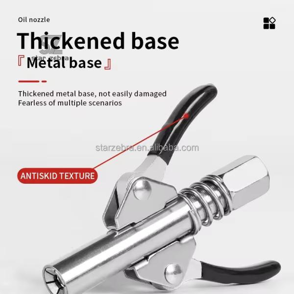 Lubriion Tool Cavitt 10000psi High Pressure Grease Gun Coupler 90*15mm Double Handle Nozzle Nipple