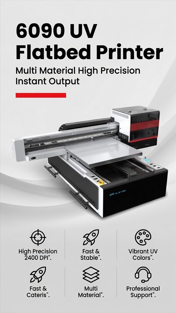 6090 UV Flatbed Printer Multi Material High Precision Instant Output