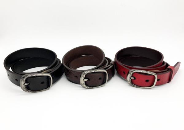Ladies Flower Leaves Embossed Leather Belt 2.2cm Width