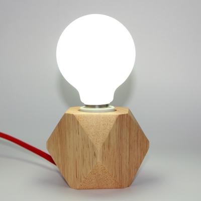 Modern Nordic Unique Table Lamps Natural Wood Base  Edison Bulb Table Lamp