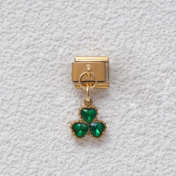 Colourful Designs Italian Charms Stainless Steel 18K Gold Plated Heart Clover Cherry Italian Pendants Charm Bracelets Jewelry
