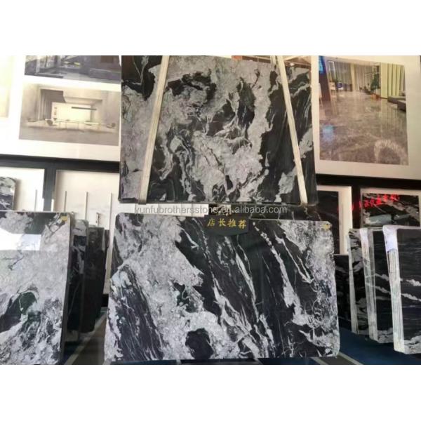 Hotel Surface Finishing Polished Italian Fendy Black Marble with White Veins Tile