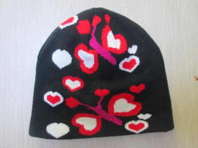 Acrylic Hat for Children--Classic Style with Flowers--Outside and Winter--Jacquard Hat