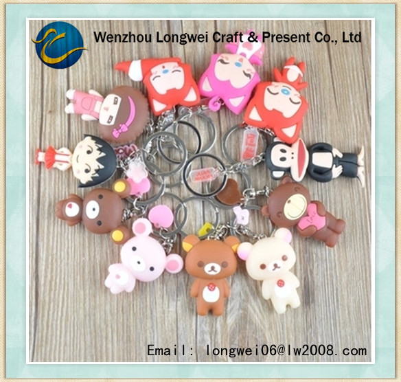 Waterproof 3D / 2D Soft PVC Keychain Bright-Colored Heat Resistant