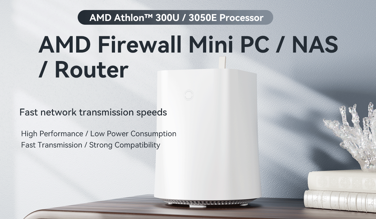 AMD Athlon 300U 3050E 4 LAN NAS Firewall Мини ПК с DDR4 64G и вентилятором для маршрутизатора