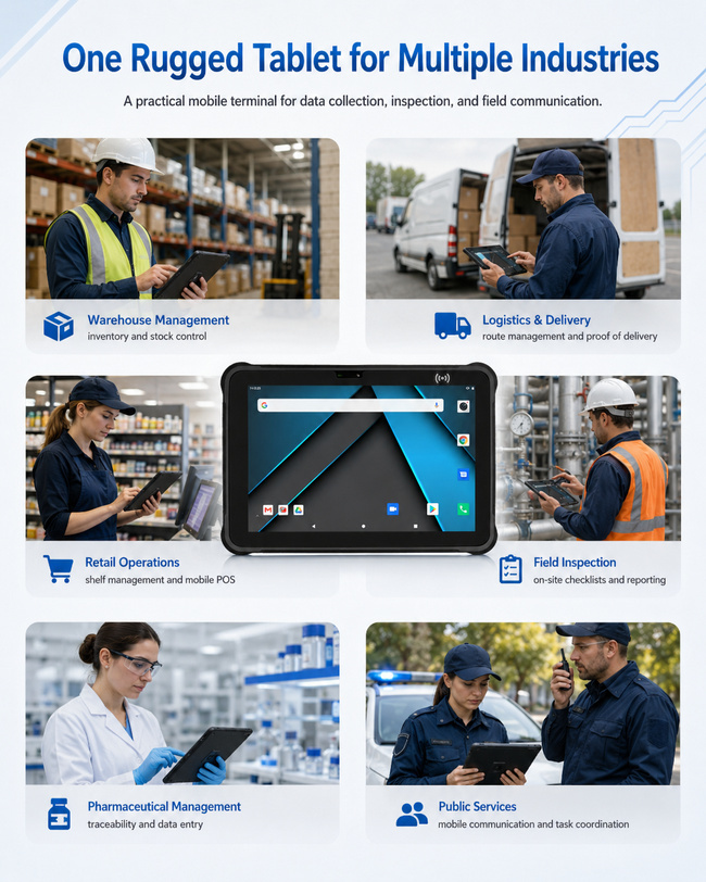 Warehouse Rugged Tablet for Warehouse Management 10.1 Inch Handles Inventory Records