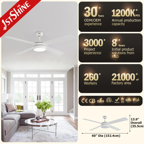 DCF-W986 35/60W Baixo ruído Grande fluxo de ar 4 MDF Blade Modern Ceiling Fan LED Light