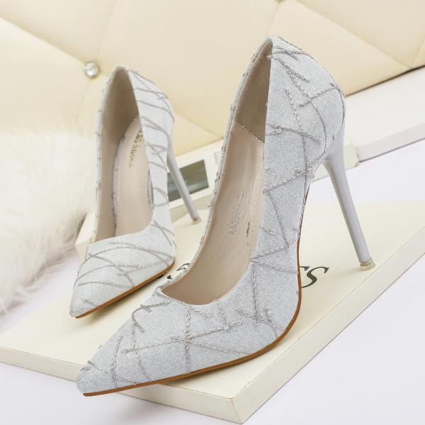 3058-2 Korean Fashion Pointy Toe Pump High Heels Nightclub Looks Thin Sexy Women'S Single Shoes Sequins Professional OL