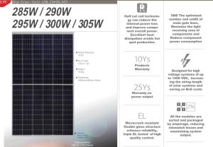 285W 290W 295W 300W 305W Solar Panels Poly For PV Module Solar Power System
