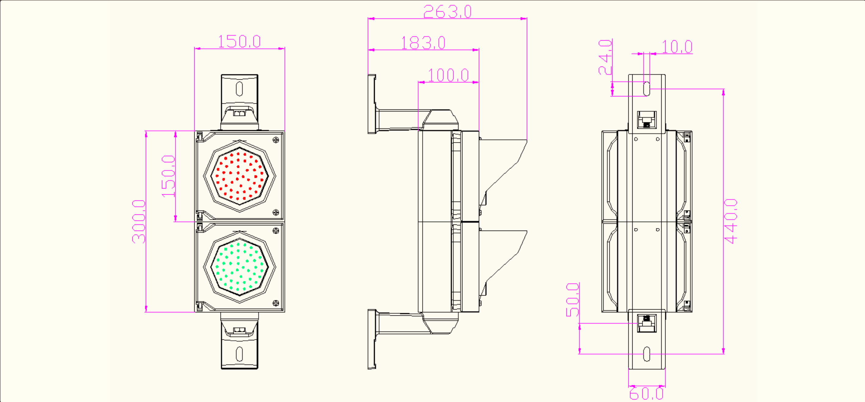 12-24V or 100-220V Wide 85-265VAC Operating Range Red Green LED Traffic Light