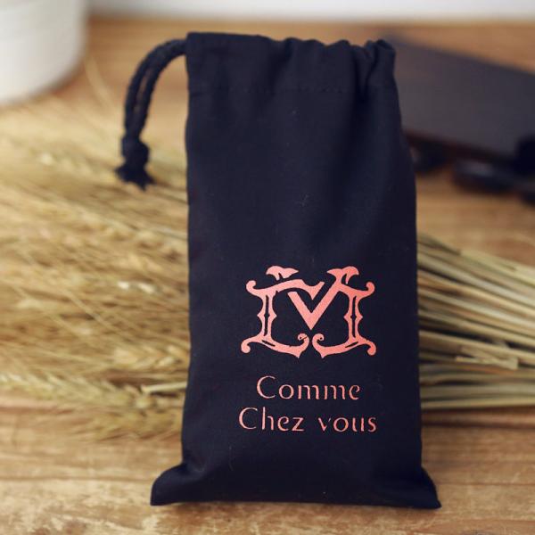 Custom black cotton pouch Muslin drawstring blank bag