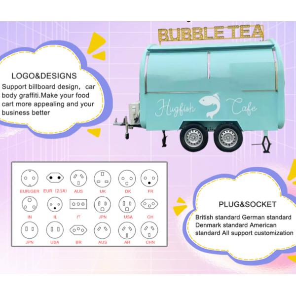 Customized Fully Equipped Food Truck Concession Bubble Tea Coffee Food Trailers