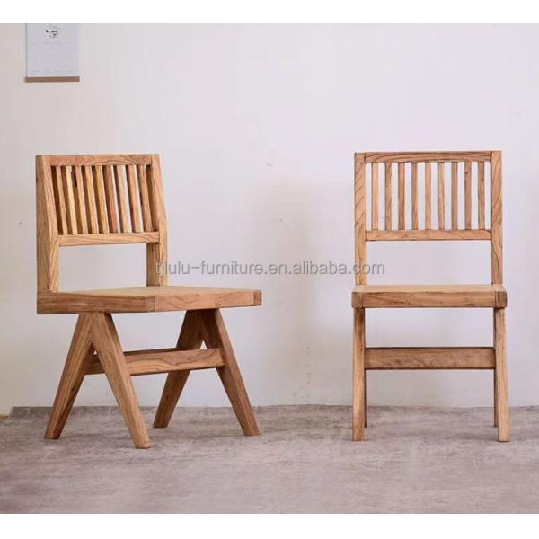 Vintage Luxury Elm Solid Wood Dining Chair in Walnut Finish for Customized Designs Furniture