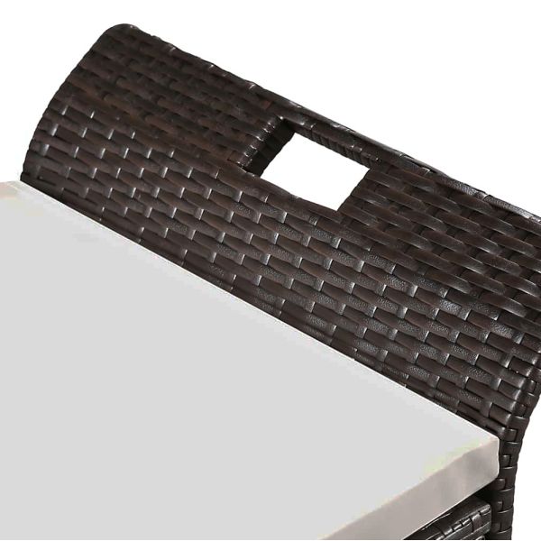 Wholesale Price High Quality Steel Frame  Rattan Storage Bench Outdoor Furniture Storage Box With Eye Rings 2 Sides Garden Bench