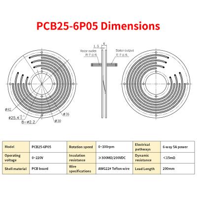 25.4mm Apertura anillo de deslizamiento de PCB de tamaño pequeño 100RPM para equipos de prueba giratorios
