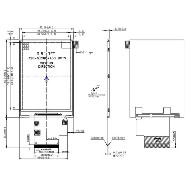 2 дюйм Tft матрицы точки 4 Wvga 480*800 модуля дисплея майны MIPI DSI LCD