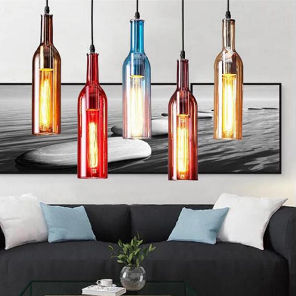 American color wine bottle Pendant Lights art creative restaurant cafe Pendant Lights industrial lighting(WH-VP-93)