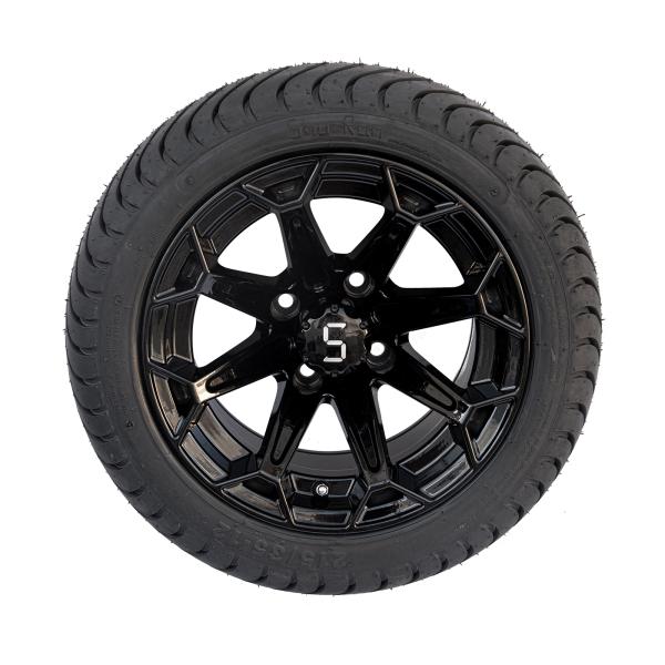 ShuRan Gloss Black 12 Inch Golf Cart Wheels And Tires 215/35-12 Tire DOT Approved