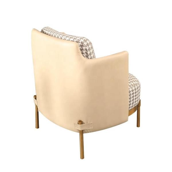 Modern Design Leisure Stainless Steel Swallow Gird PU leather upholstery Arm chair Sofa chair for Hotel Living room