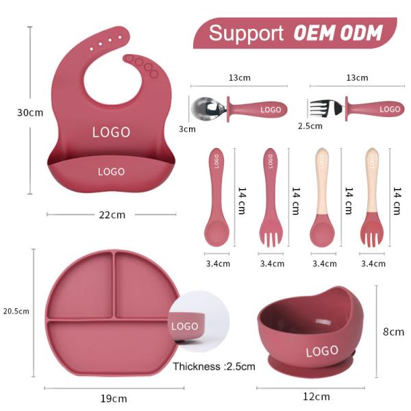 684g BPA Free Non Toxic Silicone Baby Feeding Set for Toddler Tableware Dishwasher Safe