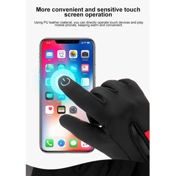 Black Fleece Windproof Warm Winter Motorcycle Gloves Touch Screen Customized Logo