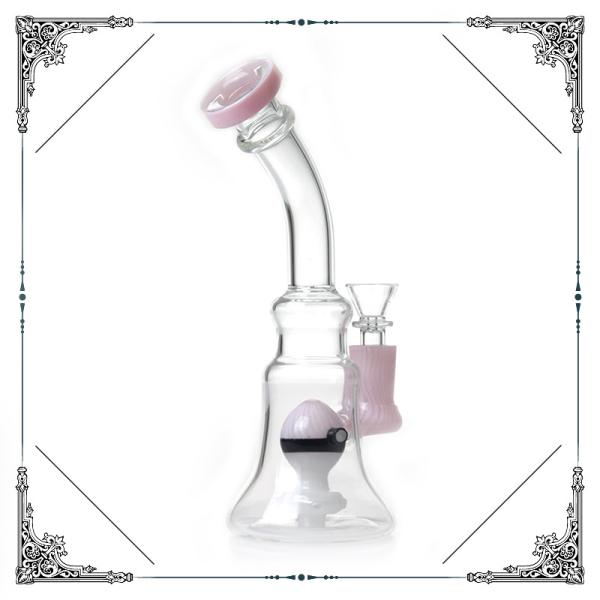 8 Inches Glass Smoking Bubbler With Color Elf Percolator Bongs Beaker Bottom