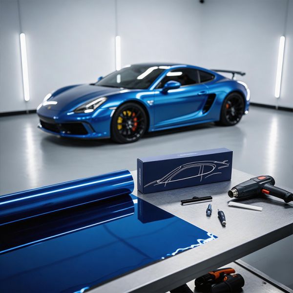 Glossy TPU Color Changing Film Azure Stone Blue UV Protection Car Wrap