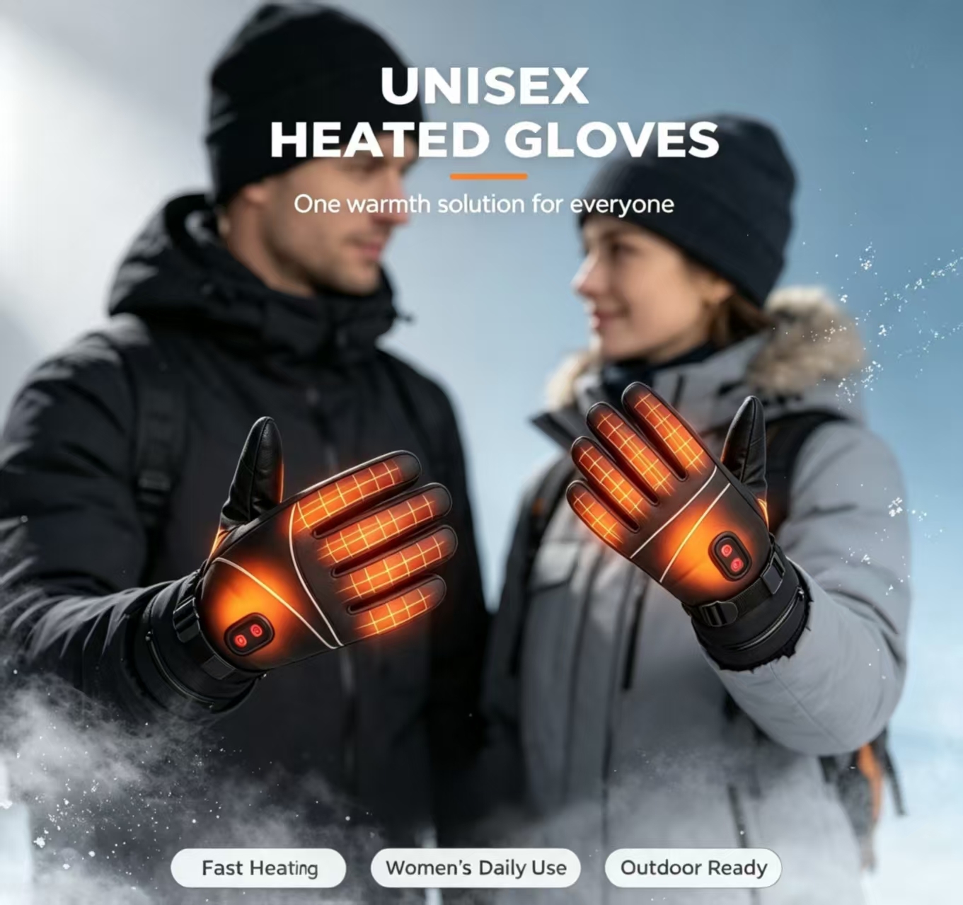 Battery Powered Electric Heated Gloves Graphene Thermal Heating Gloves 40-65℃ Adjustable Windproof Waterproof Heated Hand Warmers Unisex Winter Gloves for Ski Cycling Motorcycle Outdoor Sports
