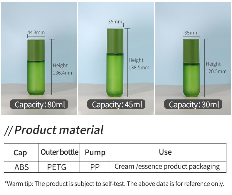 JUNJIE Cosmetique Frosted Green Cosmetic Lotion Body Mist Spray Bottle 30ml/120ml/150ml Customizable PETG