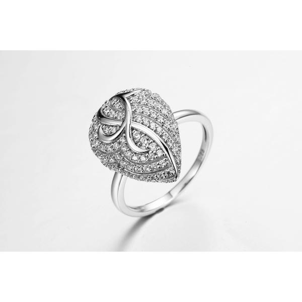 Pear Shield 925 Silver CZ Rings For Valentine'S Day Unisex