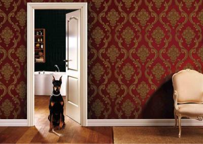 0.53*10M Living Room PVC Removable Wall Coverings With Red And Gold Color , ISO SGS