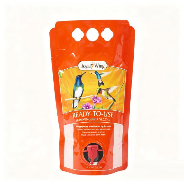 1.5L Ready-to-Use Hummingbird Nectar Pouch with Tap & Handle - Leak-Proof Stand-Up Bag for Bird Feeders